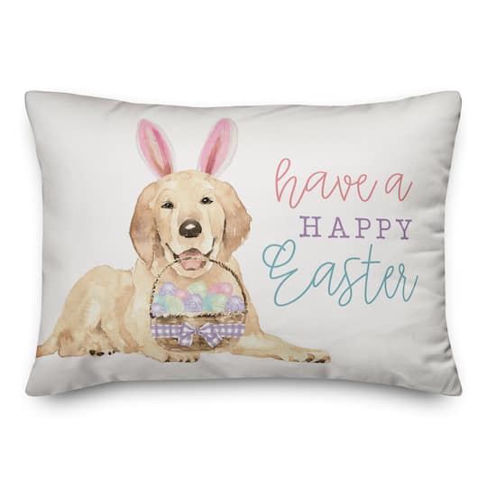 Happy Easter Puppy 20&#x22; x 14&#x22; Indoor / Outdoor Pillow